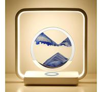 LIROPAU Peinture de Sable Qui Coule, Sablier Decoratif 3D Cadre Sable Mouvant, Image d'art de Sables en Mouvement Lampe de Table, Chargement sans fil Lampe de Chevet Dimmable Sablier Decoratif (Bleu)
