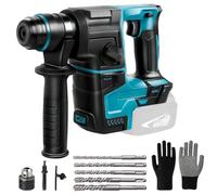 LIROPAU Professional 18V System perforateur sans-fil avec 8 Forets et des gants, Rapidement Changer Le Mandrin SDS-Plus, 2,2 J, 1400 U/min, 4200 bpm, pour Béton, Métal, Bois (sans batterie)