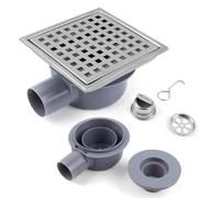 LIROPAU Siphon de douche en acier inoxydable 15 x 15 cm | avec siphon anti-odeurs et caniveau d'écoulement, siphon à 360 °, drainage rapide pour l'extérieur, balcon, cour