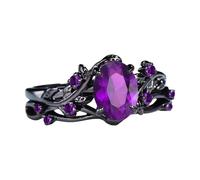LiRRvb Bague avec incrustation de véritables pierres précieuses et motifs de croix florale, convient pour de nombreuses occasions, bague vintage améthyste noire rose, One Size, Comme décrit, Comme