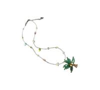 LiRRvb Collier ras du cou avec pendentif en coquillage et perles acryliques en alliage pour tenues de villégiature, style station balnéaire, bijoux sur le thème des vacances, One Size, Comme décrit