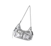 LiRRvb Sac à bandoulière de grande capacité pour femmes et filles avec sangle réglable et sac à bandoulière en cuir synthétique souple, sacoche de voyage tendance, Argenté.
