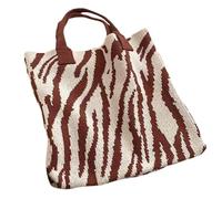 LiRRvb Sac fourre-tout tissé vintage à rayures pour fille et femme, sac à main décontracté, grande capacité, construction 2023, marron/blanc