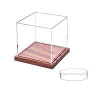 LiRRvb Support de balle de tennis transparent sans assemblage nécessaire avec base en bois pour une présentation facile et résistante à la poussière