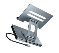 LiRRvb Support rotatif pliable pour ordinateur portable avec adaptateur de type C, charge 100 W, port réseau RJ45, port de 3,5 mm, dissipation de la chaleur, adaptateur Gigabit Ethernet de type C
