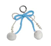 LiRRvb Unique Bowknot Porte-clés Accessoires Modernes Faux Perles Bowknot Accessoire Élégant pour Sacs et Sacs à Main avec Sphère Fourrure, bleu, taille unique