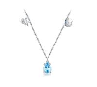LIRU Collier Argent Femme,S925 Collier en Argent pour Femme Signes du Zodiaque Verseau Collier Bleu Zircon Pendentif Collier Accessoire De Mode Collier Cadeau Bijoux pour Filles