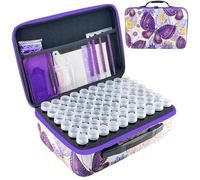 LIRUNQIU Boîte de rangement pour peinture diamant, 120 emplacements pour accessoires et outils d'art diamant (violet)