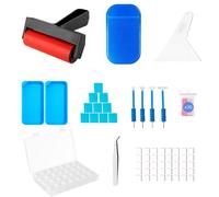 LIRUNQIU Kit complet d'outils de peinture diamant de 46 pièces avec tapis antidérapant, pince, rouleau, stylo de cire, récipients de rangement, plateaux pour adultes et enfants, débutants (bleu)
