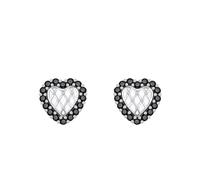 Lirzxin Boucles d'oreilles à tige en or blanc 14 carats avec cœur en forme de losange et agate noire pour femme, mère, épouse, fille, One Size, Or blanc 9 carats, Agate Pas de pierre précieuse