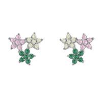 Lirzxin Boucles d'oreilles à tige en or blanc 14 carats avec saphirs roses créés en laboratoire, émeraude et péridot pour cartilage hélix pour femme, mère, épouse, fille, One Size, Or blanc 9 carats