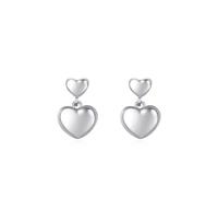 Lirzxin Boucles d'oreilles à tige en or blanc 14 carats en forme de cœur poli simple pour femme, mère, épouse, fille, One Size, Or blanc 9 carats, Pas de pierre précieuse