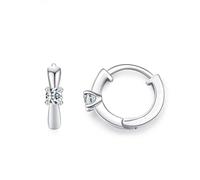 Lirzxin Boucles d'oreilles créoles en or blanc 14 carats pour femme, boucles d'oreilles créoles classiques et élégantes en moissanite ronde à 4 griffes pour femme, épouse, mère, fille, Platine