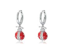 Lirzxin Boucles d'oreilles créoles en or jaune 750/585/375 véritable - Boucles d'oreilles pendantes avec huile goutte à goutte - Coccinelle et moissanite - Pour mariage - Or, Einheitsgröße, Or blanc