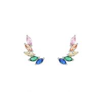 Lirzxin Boucles d'oreilles en or blanc 750 585 375 véritable pour femme avec ailes marquise créées en laboratoire rose bleu saphir émeraude véritable bijoux pour mariage ou mariée, Einheitsgröße, Or