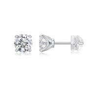 Lirzxin Boucles d'oreilles en or blanc 750/585/375 véritable pour femme, simples avec 4 griffes, rondes, moissanite 1 carat, bijoux véritables, pour mariage, mariée, or blanc, Einheitsgröße, Or blanc
