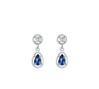 Lirzxin Boucles d'oreilles pendantes en or blanc 14 carats avec saphir et moissanite de 0,25 carats créés en laboratoire pour femme, épouse, mère, One Size, Or blanc, Saphir Moissanite