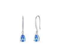 Lirzxin Boucles d'oreilles pendantes en or blanc 14 carats avec topaze/saphir créé en laboratoire pour femme, épouse, mère, fille