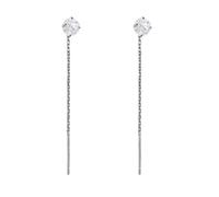 Lirzxin Boucles d'oreilles pendantes en or jaune 750/585/375 véritable - Boucles d'oreilles pendantes pour femme - Longues pompons - Enfile-fil avec moissanite ronde de 1 carat - Pour femme - Bijou de