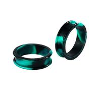 Lirzxin Écarteur Oreilles, 2 PIÈCES Lot Ecarteur Silicone Femme Homme Bicolore Double Évasement Rond Creux Écarteurs Oreilles 38mm, Noir Vert
