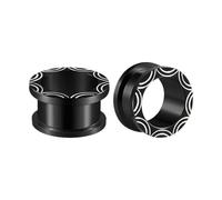 Lirzxin Écarteurs Oreilles, 2 PIÈCES Ecarteur Tunnel Acier Chirurgical Homme Femme Rond Creux Single Évasé avec Vague Vis Piercing Ecarteur Tunnel Oreille 10mm, Noir Blanc