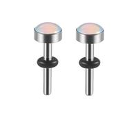 Lirzxin Lot Ecarteur Oreille Tunnel, 2 PIÈCES Tunnel Oreille Acier Chirurgical Homme Femme Rond Solide avec Gouttes D'Huile Blanc Single Évasé Écarteurs Oreilles 5mm, Argent