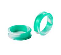 Lirzxin Piercing Plug Oreille, 2 PIÈCES Lot Ecarteur Silicone Femme Homme Double Évasement Rond Creux Bicolore Écarteur Tunnel Oreille 38mm, Blanc Vert
