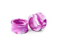 Lirzxin Piercing Tunnel Oreille, 2 PIÈCES Ecarteur Acrylique Femme Double Évasement Aquarelle Rond Creux Écarteurs Oreilles 18mm, Violet