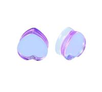 Lirzxin Plug Tunnel Oreille, 2 PIÈCES Ecarteur Oreilles Verre Homme Femme Double Évasement Coeur Solide Transparent Écarteurs Oreilles 22mm, Violet