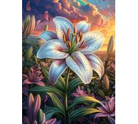Lis Blanc dans Un Jardin Fleuri Puzzle 1000 Pièces pour Adultes Challenge 3D Unique Educa Jeu De Réflexion Relaxation Artistique Cadeau De Famille Décoration 1000 PCS