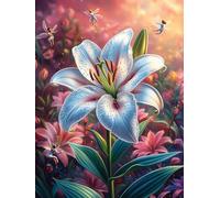 Lis Blanc dans Une Prairie Fleurie Puzzles 1000 Pièces pour Adultes Educa Difficile Activité Créative Décoration Salon Jeu De Réflexion Cadeau Unique 1000 PCS