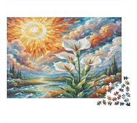 Lis de Paix Papier recy leurs Blanches avec Soleil Ardent Puzzle Cadeau de Collection pour Adultes 70x50cm/1000 pièces