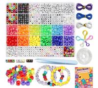 LIS HEGENSA Kit de bracelets d'amitié pour enfants avec perles poney et cordon élastique, breloques colorées, utilisé pour la décoration de colliers, bracelets et bijoux personnalisés