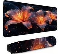 Lis Tapis de Souris XXL 1000 x 500 mm Grand Tapis de Souris Gamer Fleur sous Main Bureau Bords Cousus Imperméable Base en Caoutchouc Antidérapant, pour Travail, Jeux, Bureau, Decor Cadeaux C-2162