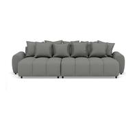 Lisa Design - Adelaide - canapé d'angle réversible 4 Places avec Pouf d'appoint en Tissu texturé, Gris
