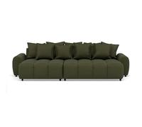 Lisa Design - Adelaide - canapé d'angle réversible 4 Places avec Pouf d'appoint en Tissu texturé, Vert
