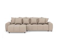 Lisa Design - Adelaide - canapé d'angle réversible 4 Places en Tissu texturé, Beige