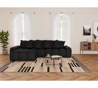 Lisa Design - Adelaide - canapé d'angle réversible 4 Places en Tissu texturé, Noir