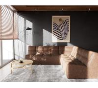 Lisa Design - Alya - canapé modulable d'angle réversible 5 Places en Simili, Marron
