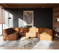 Lisa Design - Alya - canapé modulable panoramique 7 Places en Simili, Cognac
