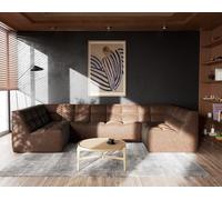 Lisa Design - Alya - canapé modulable panoramique 7 Places en Simili, Marron