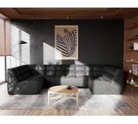 Lisa Design - Alya - canapé modulable panoramique 7 Places en Simili, Noir