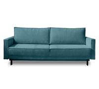 Lisa Design Best Mobilier - Canapé Convertible Charlie en Velours Côtelé - Canapé Lit - Sofa Bleu Canard 3 Places - Salon