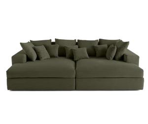 Lisa Design - Canapé Collins en Velours Côtelé - Sofa Vert 4 Places - Salon