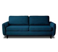 Lisa Design - Canapé Convertible avec Coffre Dan en Velours Côtelé - Canapé Lit - Sofa Bleu Marine 3 Places - Salon