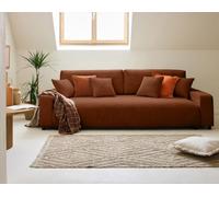 Lisa Design - Canapé Convertible avec Coffre Pivoine en Velours Côtelé - Canapé Lit - Sofa Terracotta 3 Places - Salon