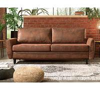 Lisa Design - Canapé Convertible Dan en Microfibre - Canapé Lit - Sofa Marron 3 Places - Salon Industriel/Vintage/Rétro