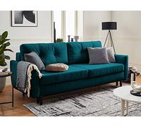 Lisa Design - Canapé Convertible Nils en Velours - Canapé Lit - Sofa Bleu Canard 3 Places - Salon Scandinave