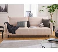 Lisa Design - Canapé Convertible Valentina en Velours Côtelé - Canapé Lit - Sofa Beige 3 Places - Salon