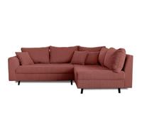 Lisa Design - Canapé d'angle Convertible - Angle Droit - Rune en Velours Côtelé - Canapé Lit - Sofa Terracotta 4 Places - Salon